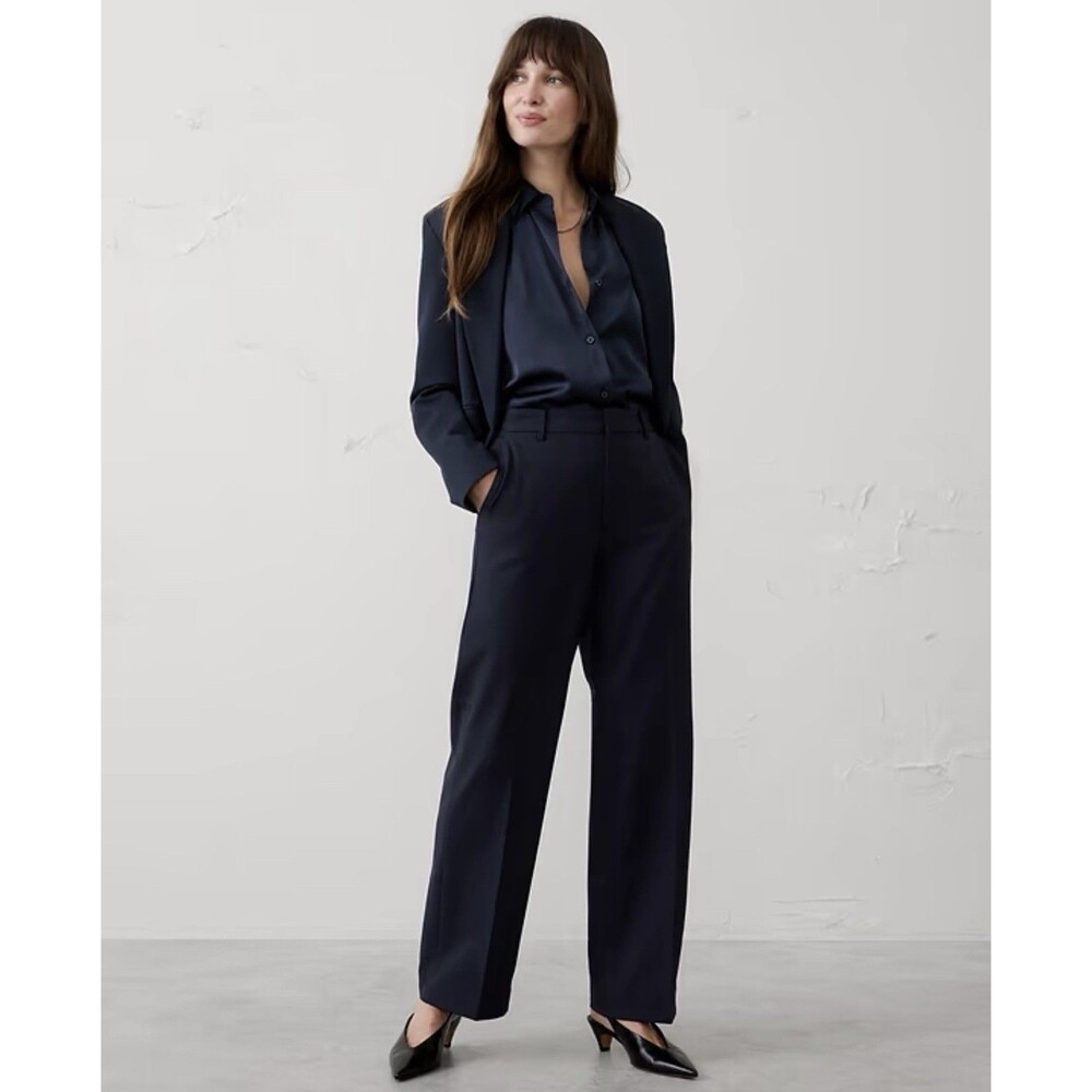 NWT Banana Republic Straight Sculpted Stretch Trouser Dress Pants Navy 10 $90